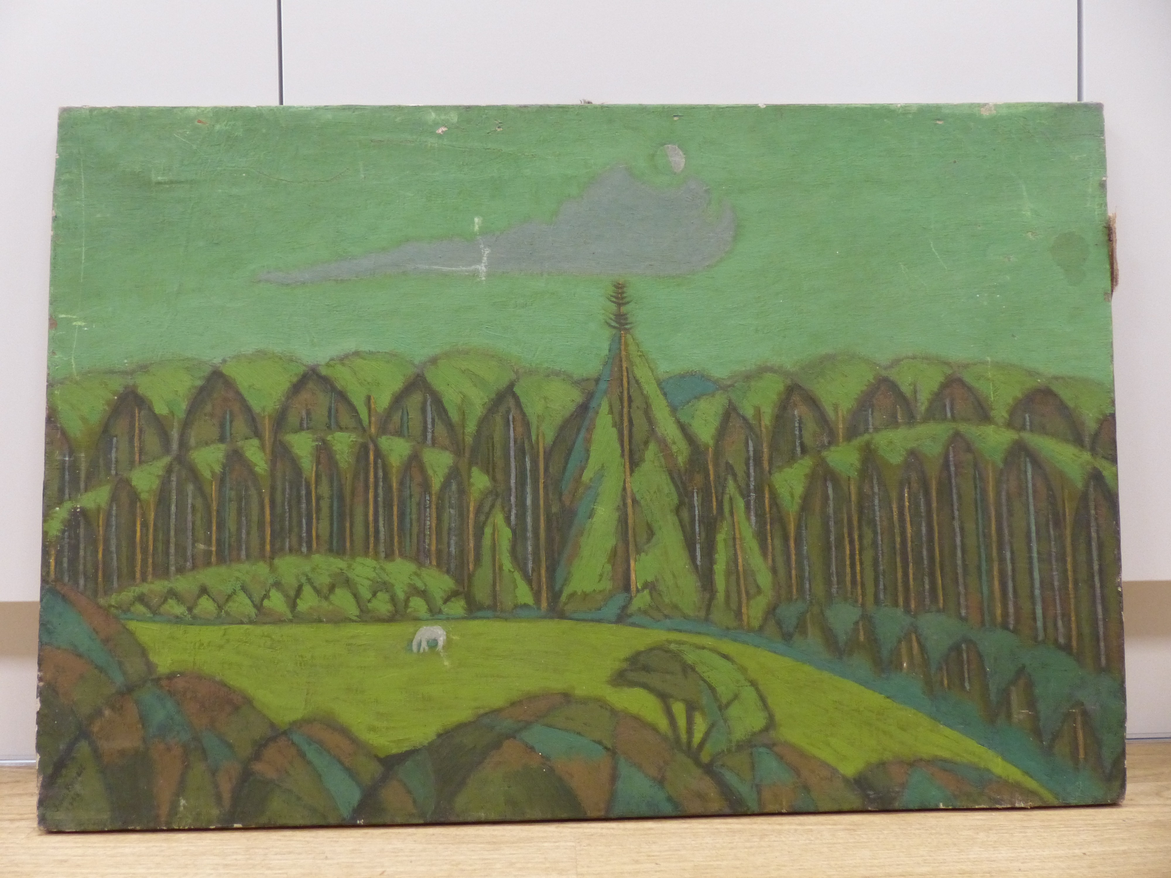 John Powell, oil on canvas, Horse in wooded landscape, signed and dated 1948, 50 x 76cm, unframed